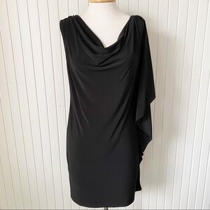 NWT Eliza J Black Sheath Cocktail Party Dress with One Side Wing Sleeve Size 10